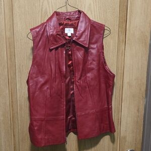 Apt. 9 Women's Bold Red Lamb Skin Leather Vest